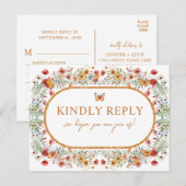 ボホ春水彩野草花結婚式RSVP ポストカード (正面/裏面)