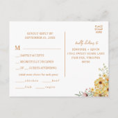 ボホ春水彩野草花結婚式RSVP ポストカード (裏面)