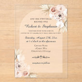 ボホ春牡丹結婚クリスチャン透明 アクリル招待状 (正面)