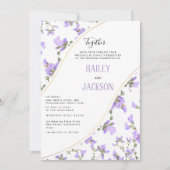 ボホ春薄紫金ゴールド山花フローラ結婚ズ 招待状 (正面)