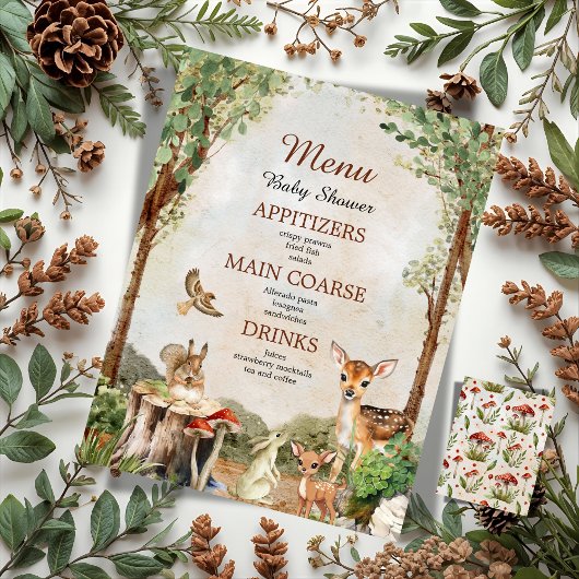 ボホ森林森林動物素朴赤ちゃんシャワー チラシ