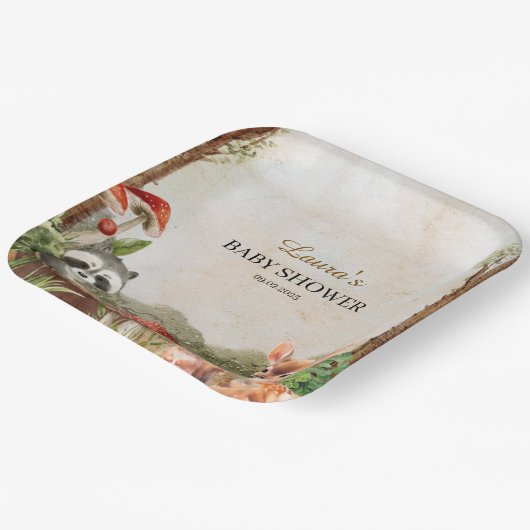 ボホ森林森林動物素朴赤ちゃんシャワー ペーパープレート (傾斜あり)