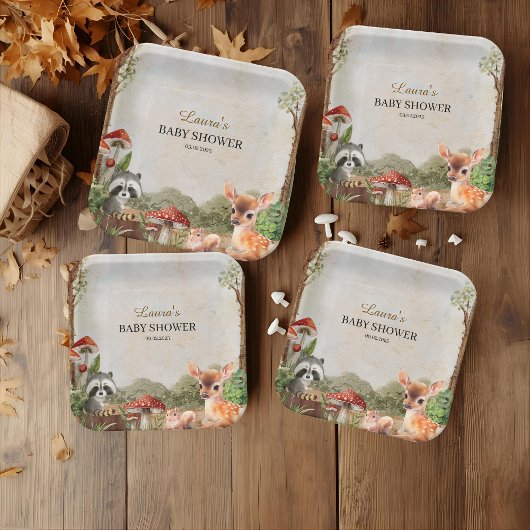 ボホ森林森林動物素朴赤ちゃんシャワー ペーパープレート