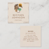 ボホ植カラフル物・ポットボヘミアン陶磁器 スクエア名刺 (正面/裏面)