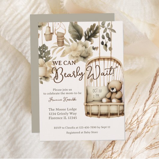 ボホ植物性の赤ちゃんシャワーを待つことができる 招待状