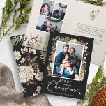 ボホ植物性クリスマスグリーティングカード カード<br><div class="desc">Boho Botanical Christmas Greeting Card: Boho Botanical Christmas Greeting Card：このカードは素晴らし、洗練された黒い背景の上に冬の植物学の水彩画を描いたカードである。4つの大切な写真でパーソナライズし、季節の本質を捉えエレガントたフェスティバルと挨拶を作成する。家族の写真や個人のtouchを追加して、この休日を忘れられない！</div>