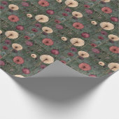 ボホ植物性ヴィンテージ押し花文様 ラッピングペーパー (角)