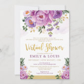ボホ植物紫フローラバーチャルベビーシャワー 招待状 (正面)