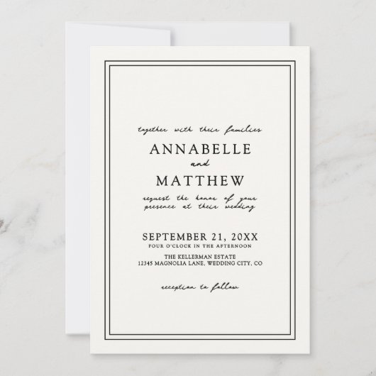 ボホ植物野エレガント花結婚の 招待状 (正面)