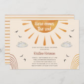 ボホ水の色来ここの息子の赤ちゃんシャワー 招待状 (正面/裏面)