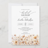 ボホ水彩ニュートラルカラーワイルドフラワーブライダル 招待状 (正面)