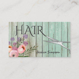 ボホ水彩フローラミント木材鋏 名刺