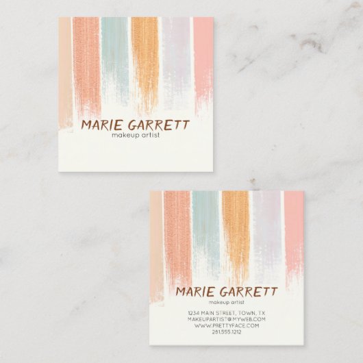 ボホ水彩ブラシストローククール スクエア名刺 (正面/裏面)