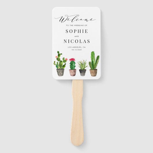 ボホ水彩多肉類結婚の儀式 ハンドファン (正面)