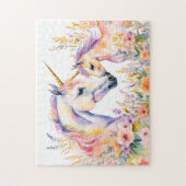 ボホ水彩柔らかいユニコーンと花のベビー ジグソーパズル (縦)