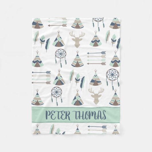 ボホ水彩毛布カスタマイズ布 フリースブランケット (正面)