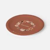 ボホ水彩焦げオレンジパーソナライズされた ペーパープレート (アングル)