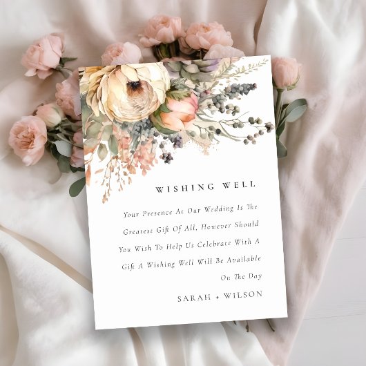 ボホ水彩秋のフローラ結婚の願い井戸 エンクロージャーカード