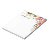 ボホ水彩花と羽パーソナライズされた ノートパッド (回転)