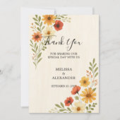 ボホ水彩花ボタニカル結婚ズ サンキューカード (正面)