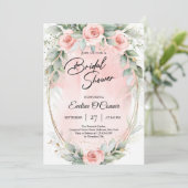 ボホ水彩赤面花ユーカリと金ゴールド 招待状 (スタンド正面)