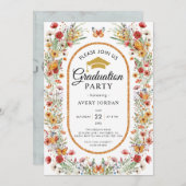 ボホ水彩野草写真卒業パーティー 招待状 (正面/裏面)