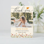 ボホ水彩野草卒業写真2枚 サンキューカード (スタンド正面)