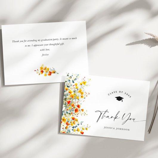 ボホ水彩野草卒業 サンキューカード