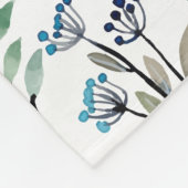 ボホ水彩野草模様モノグラム名 フリースブランケット (角)