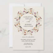 ボホ水彩野草花リース秋 自然 招待状 (正面)