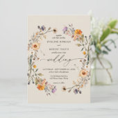 ボホ水彩野草花リース秋 自然 招待状 (スタンド正面)