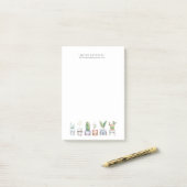 ボホ水彩鉢植え|モノグラムひな形 ポストイット (デスク上)