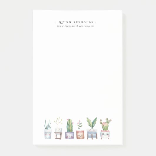 ボホ水彩鉢植え|モノグラムひな形 ポストイット (正面)