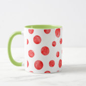ボホ水玉模様パター赤と白ンl緑 マグカップ (左)