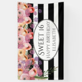 ボホ水色フローラストライプ甘い16パーティー 横断幕 (縦)