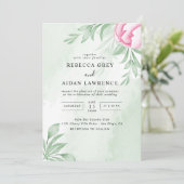 ボホ水色ユーカリ葉結婚ズ 招待状 (スタンド正面)