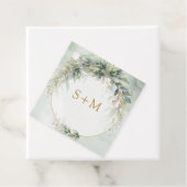 ボホ水色ユーカリ金ゴールド枠イニシャル フェイバータグ (インサイチュ)