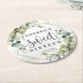 ボホ水色ユーカリ金ゴールド16歳 ラウンドペーパーコースター (アングル)