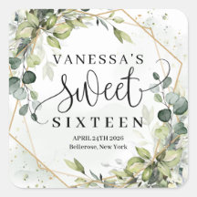 ボホ水色ユーカリ金ゴールドsweet sixteen