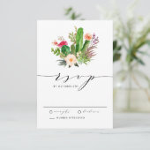 ボホ水色多肉類とサボテン結婚ズ 出欠カード (スタンド正面)