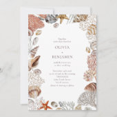 ボホ海シーシェルズコーラルビーチユニーク結婚ズ 招待状 (正面)