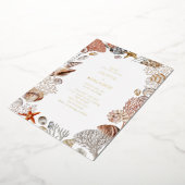 ボホ海シーシェルズコーラルビーチユニーク結婚ズ 箔招待状 (回転した状態)