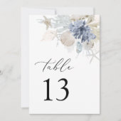 ボホ海ビーチコーラル結婚ブルーのテーブル番号 (正面)