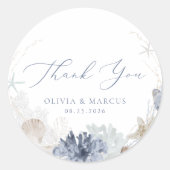 ボホ海ビーチブルー結婚の感謝お願い ラウンドシール (正面)