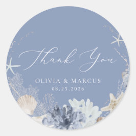 ボホ海ビーチブルー結婚の感謝お願い ラウンドシール