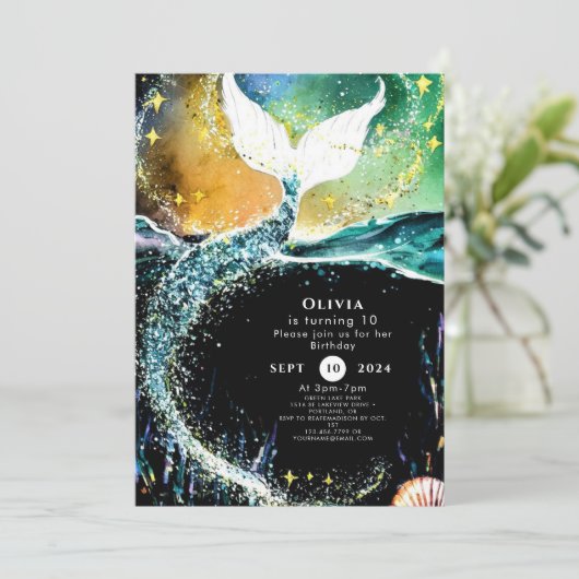 ボホ海マーメイド誕生日 招待状 (スタンド正面)