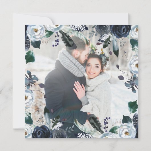 ボホ海軍牡丹の結婚式の日付を保存 | フォト セーブザデート (裏面)