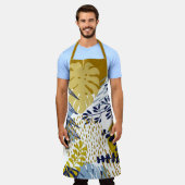 ボホ海軍、金ゴールドとブルー葉ズ エプロン (着用した状態)