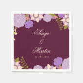 ボホ深いワインデコルフローラウェディングパーティナプキンス スタンダードカクテルナプキン (正面)