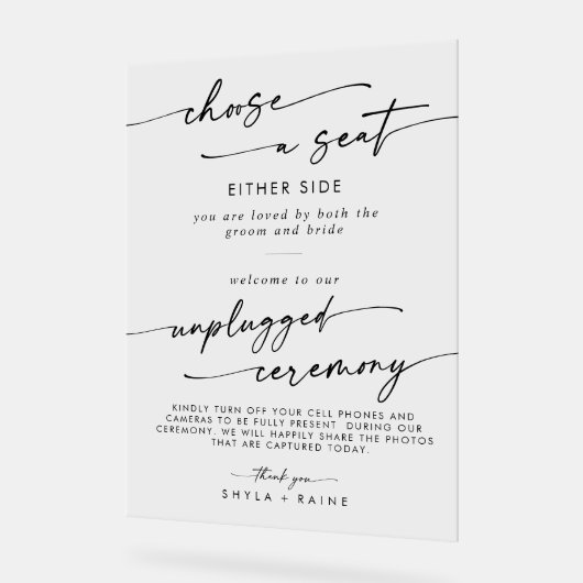 ボホ澄んア結婚クリルの座席取り外し アクリルサイン (傾斜)